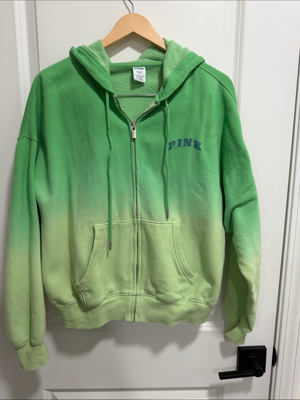 PINK Victoria's Secret Green Ombre Zip-Up Hoodie